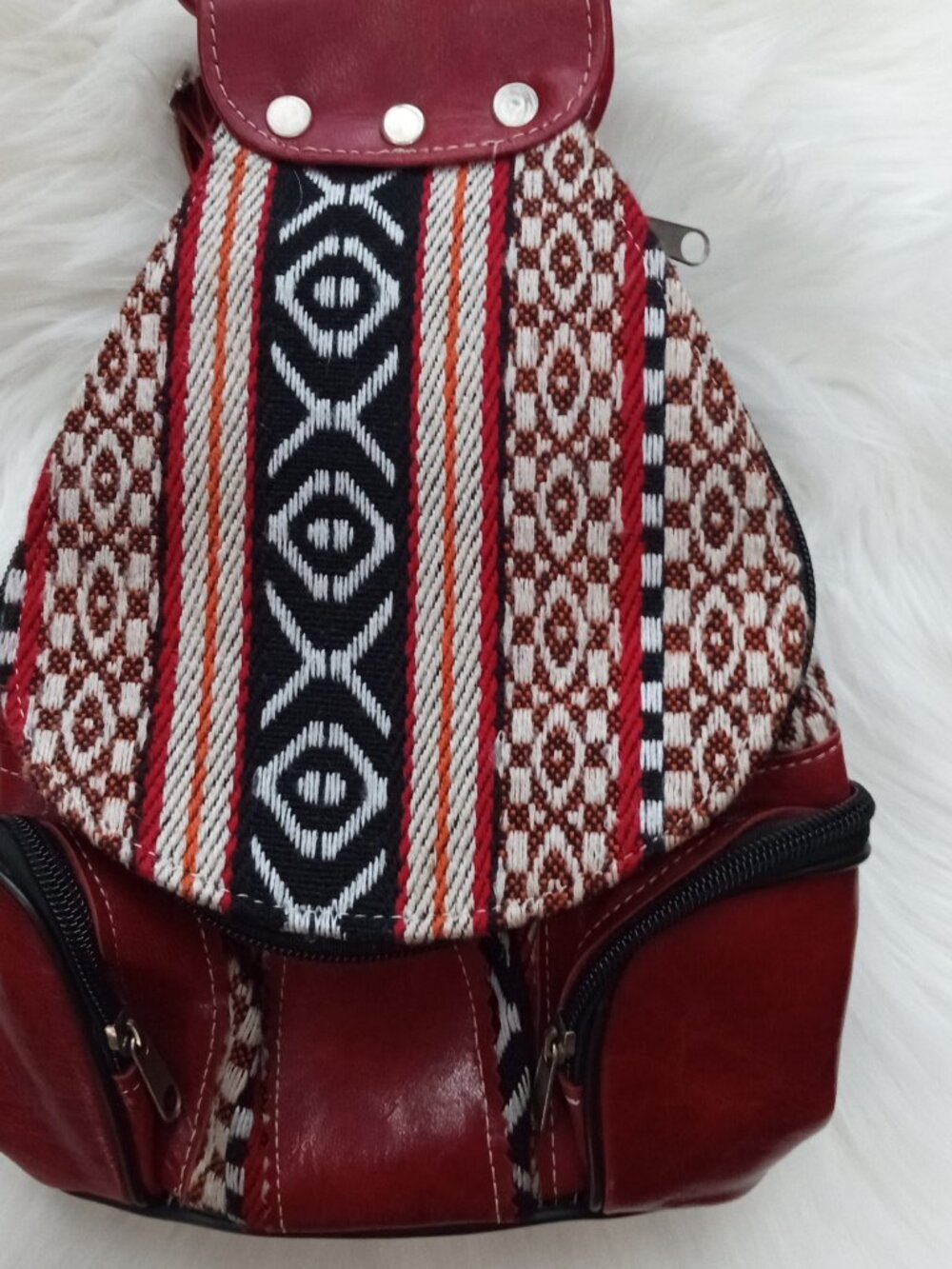 Moroccan Natural Leather/Wool Backpack NEW!
